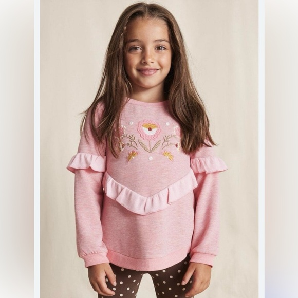 Matilda Jane Pink Ruffle Sweatshirt - Picture 1 of 5